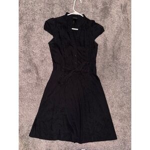 H&M Women's Black‎ and White Pinstripe Dress W/ Tie Waist